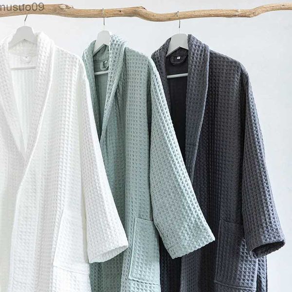 Vêtements à la maison style japonais 100% coton gaufre kimono robe unisexe couple de salle de bain douce pour hommes et pyjamas pour femmes.