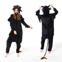 Thuis kleding Kigurumi Onesie Cartoon Tothless Pyjama Voor Volwassen Vrouwen Mannen Dieren Pyjama Homewear Halloween Cosplay Party Kostuum L23117