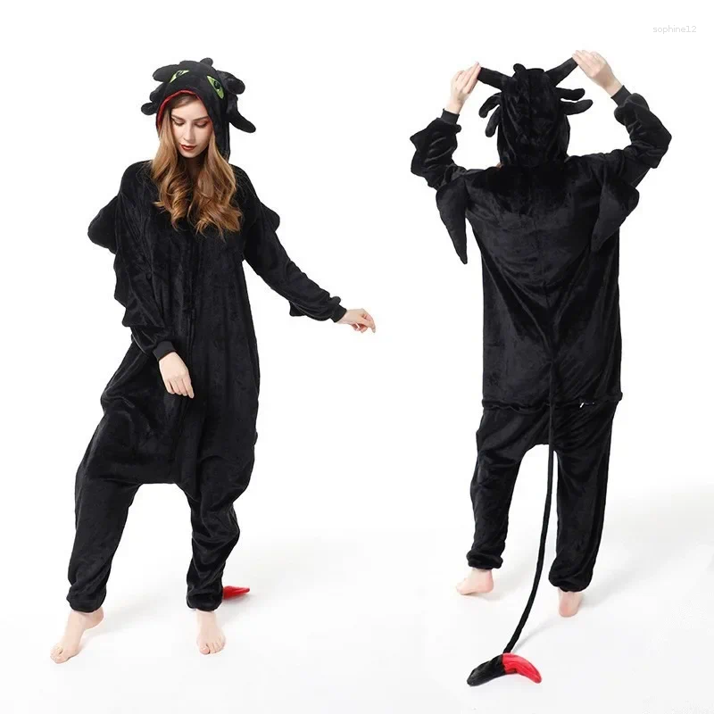 Vêtements à domicile Kigurumi Cartoon Tothless Pyjamas pour femmes adultes Men Animal Pyjamas Habandons Halloween Cosplay Party Costume