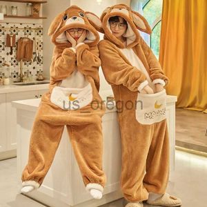 Vêtements de maison Kigurumis Kangourou Hiver Vêtements de nuit Femmes Hommes Pyjama Onesie Épaissir Couples Pijamas Dessin Animé Nuit Porte Pour Femmes Homewear x0902