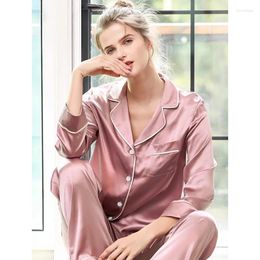 Vêtements à domicile coréen style ins solide SIMULATE PAJAMAS POUR FEMMES 2024 Deux pièces de maison de maison printemps