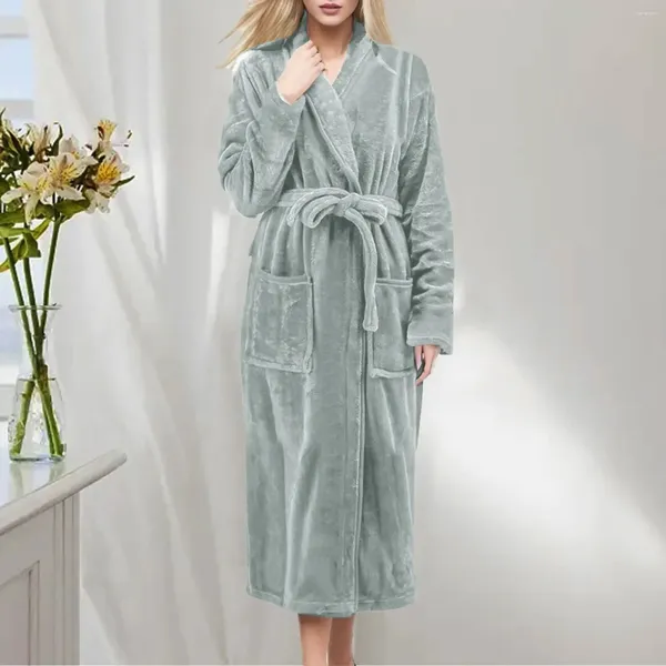 Accueil Vêtements Chemise De Nuit Légère En Peluche Douce Robe D'hiver Femmes Femme Robe Peignoir Longue Chaud Décontracté Robes D'automne Robes