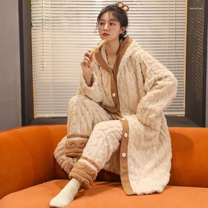 Vêtements maison à manches longues Sleette Sleep Coral Fleep Pyjamas Pajamas à capuche hiver