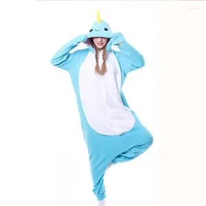 Huiskleding mooie volwassen unisex cosplay kostuum winter casual damesmen flanel warme pyjama slaapkleding Halloween Stage Show Narwhal