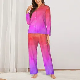 Accueil vêtements en marbre Tie Dye Pyjamas Set Automne Ombre Print Soft Night Sleepwear Women Two Piece Overs Support Custom Nightwear Cadeau