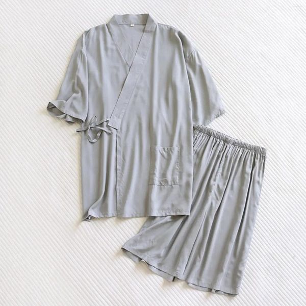 Ropa de casa hombres japonés ropa de dormir camiseta obi pantalones japón suave yukata estilo traje de túnica tradicional vestido de algodón haori pijamas set
