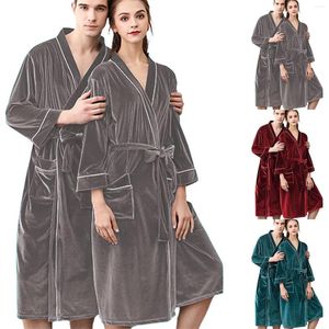 Pyjama Long en velours doré pour homme, vêtement d'hiver, couleur contrastée, Sexy, Cardigan, peignoir, avec ceinture, 2024