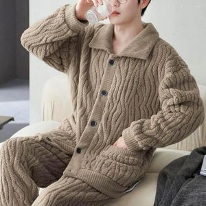 Accueil Vêtements Men Pyjamas d'hiver Ensemble des hommes confortables avec une texture en peluche