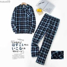 Home Clothing Mens Family Set Long Sleep Mens Automne and Winter Pajamas Flannel Plaid Design Mens Pajamasl2403