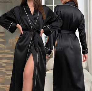 Vêtements à la maison Nouveau femme robe longue robe nocturne printemps / été soie satin kimono salle de bain pyjamas lâche satin satin