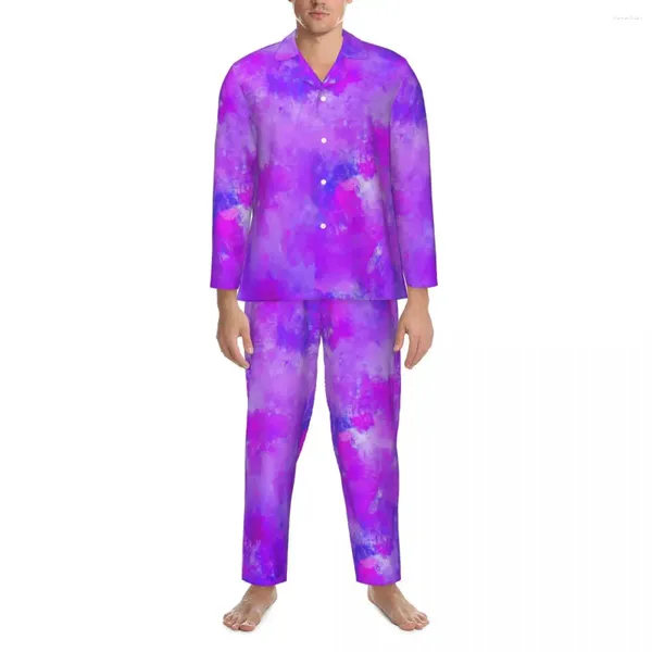 Pyjama 2 pièces pour homme, vêtements de maison, imprimé coloré, mignon, vêtements de nuit quotidiens, décontracté, surdimensionné, graphique, automne