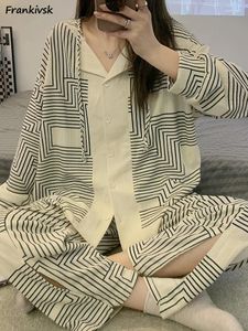 Thuiskleding Pyjama-sets voor vrouwen All-lente eenvoudige zoete gezellige Japanse stijl lange mouw mode hipster gestreepte nachtkleding college