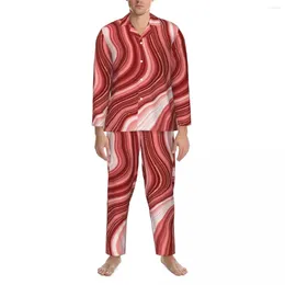 Maison vêtements pyjamas homme abstrait imprimé lointain vêtements de sommeil coloré tie-dye 2 pièces de pyjama décontracté.