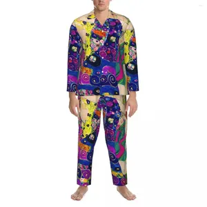 Accueil Vêtements Pyjamas Homme Gustav Klimt Chambre Vêtements De Nuit Art Abstrait 2 Pièces Ensembles De Pyjama Décontractés À Manches Longues Doux Surdimensionné Costume