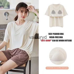 home clothing Conjunto de pijamas para mujer, traje de casa modal de verano, pantalones cortos para mujer, conjuntos de camisetas, sección de ropa de dormir, ropa anticonvexa con sujetador Padvaiduryd