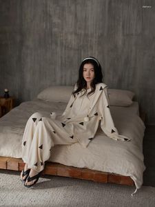 Pyjama en coton tissé à manches longues pour femme, vêtement de maison, peut être porté à l'extérieur, ensemble de vêtements de détente de haute qualité, printemps 2024