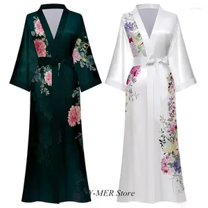 Vêtements à la maison Plus taille de printemps d'été Robe Lady Satin Kimono Bathrobe de nuit en vrac de nuit