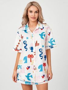 Vêtements à domicile Pyjamas Pila pour femmes Silk Satin Two Piece Bride Pjs Bouton à manches courtes Shirt et Shorts Sleepwear Loungewear
