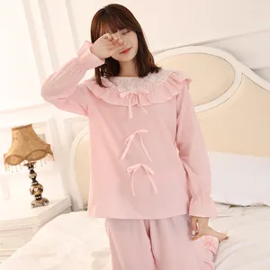 Accueil Vêtements Round Neck Casual Womens Sleeping Pyjama Set Solid Woman Lingeries with Long Pantal