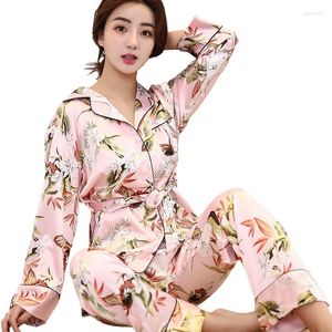 Ropa en el hogar Mujeres sexy manga larga vestida de baño kimono damas 2pcs pantalones de túnica