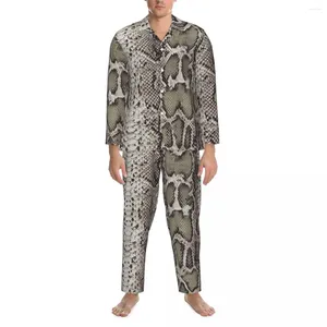 Accueil Vêtements Peau de Serpent Pyjama Imprimé Printemps Peau D'animal Décontracté Surdimensionné Pyjama Ensembles Homme Manches Longues Mode Nuit Costume Graphique