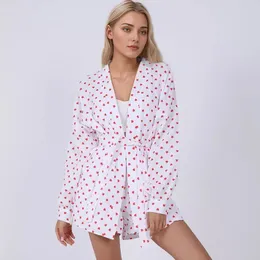 Vêtements à la maison Spring Love Imprimé confortable Soft Long à manches longues Pyjama Set Fernishings for Women