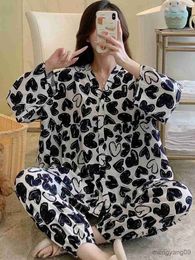 El pijama casero de la primavera de la ropa fija el estilo holgado de las mujeres ropa de noche diseñada unisex r cómodo popular del hogar