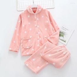 Home Clothing Stars Pyjamas d'hiver Ensembles flanelle épaississeurs chaudes et pyjamas doux mignons