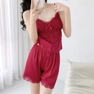 Accueil Vêtements Summer Femmes Pyjamas Pyjamas Set Nightwear Lingerie Sexe Sleepingwear Pijamas STRAP Shorts Top Shorts Silk Satin Colthes