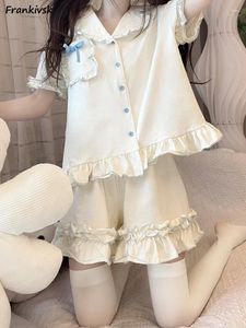 Vêtements à domicile Sweet Pyjama Femmes Femmes Style japonais Mignon Ruffles Langue Loose Tempérament classique élégant Écolières exquises