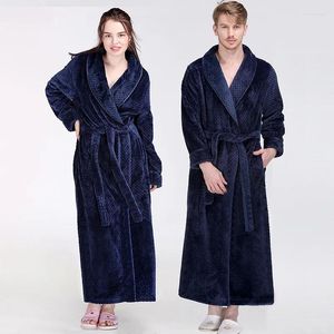 Thuis Kleding Dikke Warme Lange Gewaad Gown Casual Nachtkleding Unisex Dressing Nachthemd M L XL Winter Liefhebbers Flanel Kimono Badjas