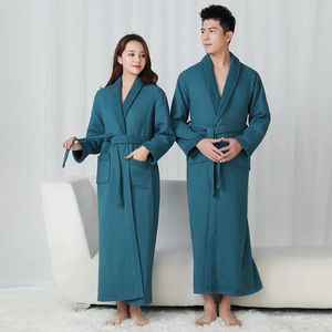 Huiskleding verdikt katoen wafel wafel met dubbele verlengde paar handdoek badjas el mannen en vrouwen badende absorberende yukata winternachts