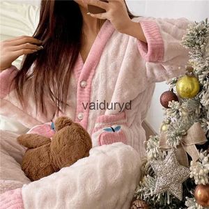 huiskleding Verdikte warme en comfortabele pyjama voor dames Winter met lange mouwen Fluwelen huisverwarming Setvaiduryd