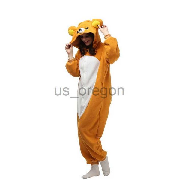 Ropa para el hogar Unisex Adulto Relax Bear Onesie Animal Cosplay Traje de una pieza Pijamas Kigurumi Traje de dibujos animados Pijamas Onesie Traje Props x0902