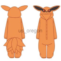 Thuiskleding Uzumaki Kurama Kyuubi Fox Cosplay Kostuum Kigurumi Volwassen Unisex Anime Pyjama Flanel Jumpsuit Nachtkleding Onesies Prop x0902