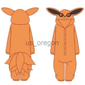 Vêtements pour la maison Uzumaki Kurama Kyuubi Fox Cosplay Costume Kigurumi Adulte Unisexe Anime Pyjamas Flanelle Combinaison Vêtements de Nuit Onesies Prop x0902