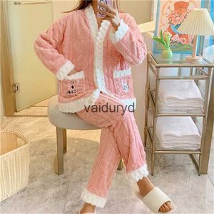 thuiskleding Winter Warme Flanellen Pyjama Set Dames Pyjama Sets Pijamas Broek met lange mouwen Leuke Zachte Homewear Kleding Forvaiduryd