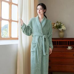 Accueil Vêtements Femmes Hommes Extra Long Warm Bathrobe Plus taille Jacquard Coral Fleece Thermal Bath Thermal Robe Winter Dreshing Robe Flannel Cozy