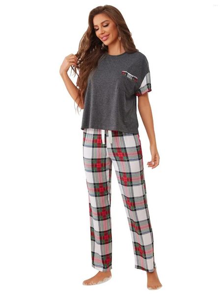 Ropa para el hogar mujeres colaboraciones de pijama a cuadros pantalones de longitud longitud