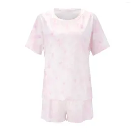 Accueil Vêtements Femme Brackée Tie Dye Dye Femmes Pajamas Set Pijama O Col Pullover Ladies Sleepwear Nightwear Suit Sexe Sexy Y2k Femme