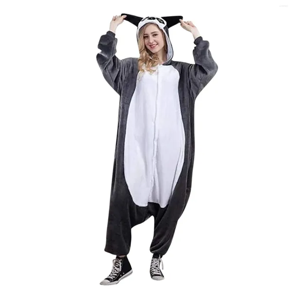 Accueil Vêtements Femme Femme Épissage Imprimé éclairage à éclats de nuit à sauts de nuit SuperSoft Pyjamas Salouchy Warm Loungewear Panda Bear