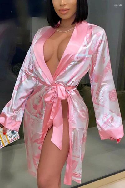 Home Vêtements Femmes Sollars Money Imprimé robes en satin