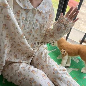 Thuis Kleding Dames Pyjama Nieuwe Herfst Lente Lange Mouw Zachte Nachtkleding Set Gestreepte Cartoon Pyjama Vrouw Thuis Nachtkleding Cardiganvaiduryd