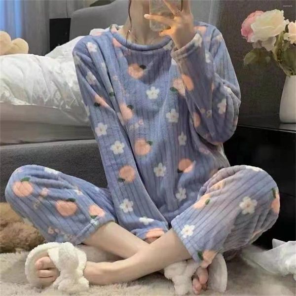 Vêtements à domicile Pyjamas pour femmes ensembles de dessins dessinons pyjamas décontractés pijamas mujer 2 pièces pjs loungewear automne d'automne mignon vêtements de nuit imprimés