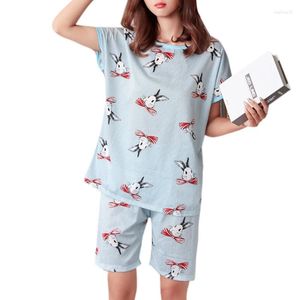 Accueil Vêtements Femmes Sweet Girls Sleepwear Cartoon Plus Size Summer Summer Short Sleeve Pyjamas Loose