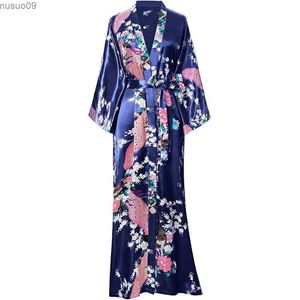 Thuiskleding Dames lange jurk grote kimono badkamer jurk zomer en voorjaars pyjama's roman bedrukte pyjama's zijden satijn huis kledingl2403