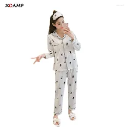 Thuiskleding Xcamp Panda Gedrukte pyjamas Sleepwear Herfst nachtkleding Drie stukken Huiskleding Pand katoen ondergoed