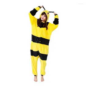 Accueil Vêtements Abeille Jaune Animal Femmes Onesie Adultes Flanelle Pyjama Combinaison Vêtements De Nuit Fille Festival Tenue Cosplay Anime Dessin Animé Kigurumi