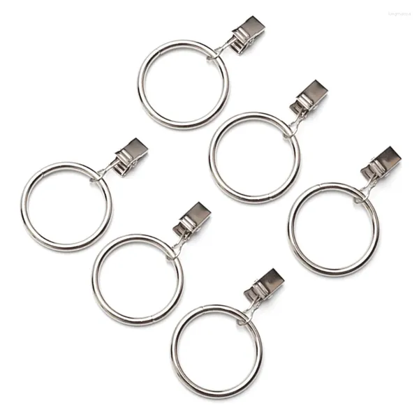 Decoración del hogar, 20 Uds., anillos de hierro para cortinas a prueba de herrumbre con ganchos, clips de bucles de Metal para cortinas, 4mm x 35mm (plateado)