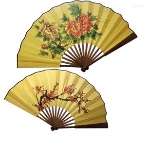 Décor à la maison 2022 or grands éventails à main en soie Hanfu Costume accessoires huile bambou os danse chinoise pliant ventilateur décoration cadeaux